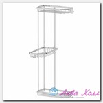 Полочка-решетка с крючками угловая 3-х ярусная 20/20/20 cm (хром) FBS  (RYN 014)
