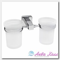 Подстаканник двойной, стекло WasserKraft прозрачный с серебряным (6528D)
