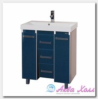 Тумба без раковины Мисти Джулия 75 qv с 3 ящиками конус синяя