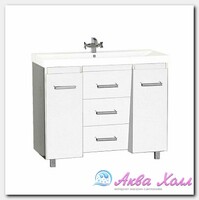 Тумба без раковины Мисти Джулия 105 qv с 3 ящиками конус белый/white