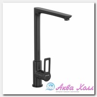 Смеситель для кухни Avrora Elite с высоким поворотным изливом в матовом черном цвете