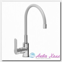 Смеситель для кухни Avrora Kitchen с высоким гибким изливом серый